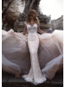 Mermaid Beaded Ivory Lace Wedding Dress With Removable Train